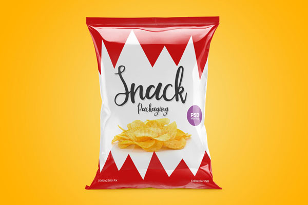 Front View of a Snack Packaging Mockup FREE PSD