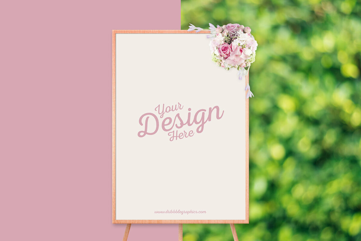 Front View of Ceremony Photo Frame on Tripod Mockup FREE PSD