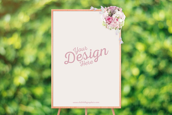 Front View of Ceremony Photo Frame on Tripod Mockup FREE PSD