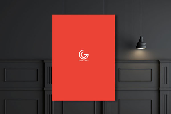 Front View of Huge Poster Floating in Indoor Setting Mockup FREE PSD