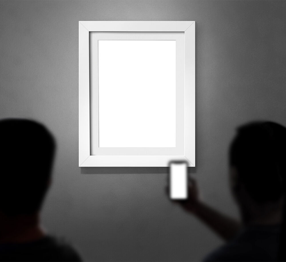Front View of Photo Frame on Art Gallery Wall Mockup FREE PSD