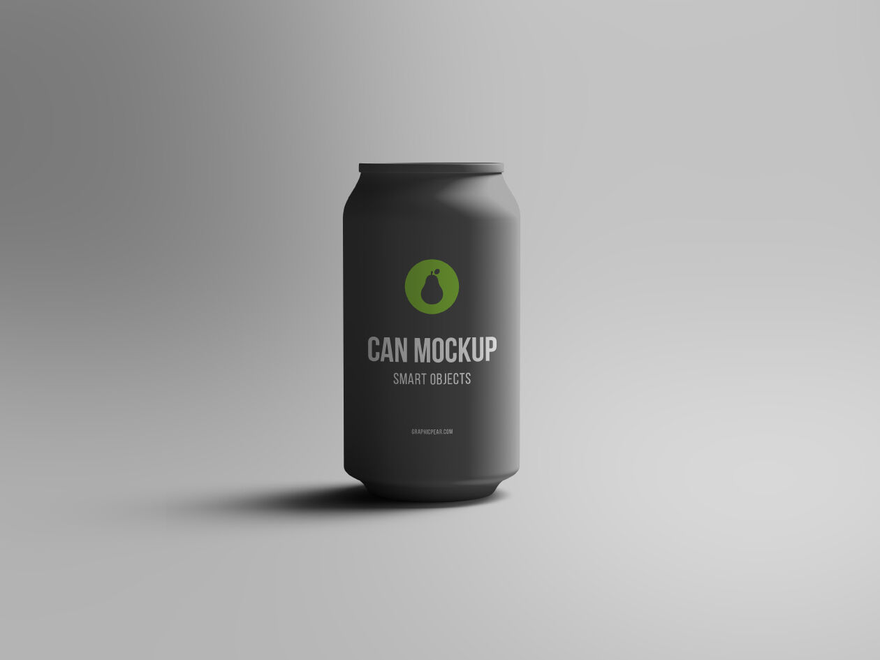 Front View of Realistic Soda Can Mockup FREE PSD
