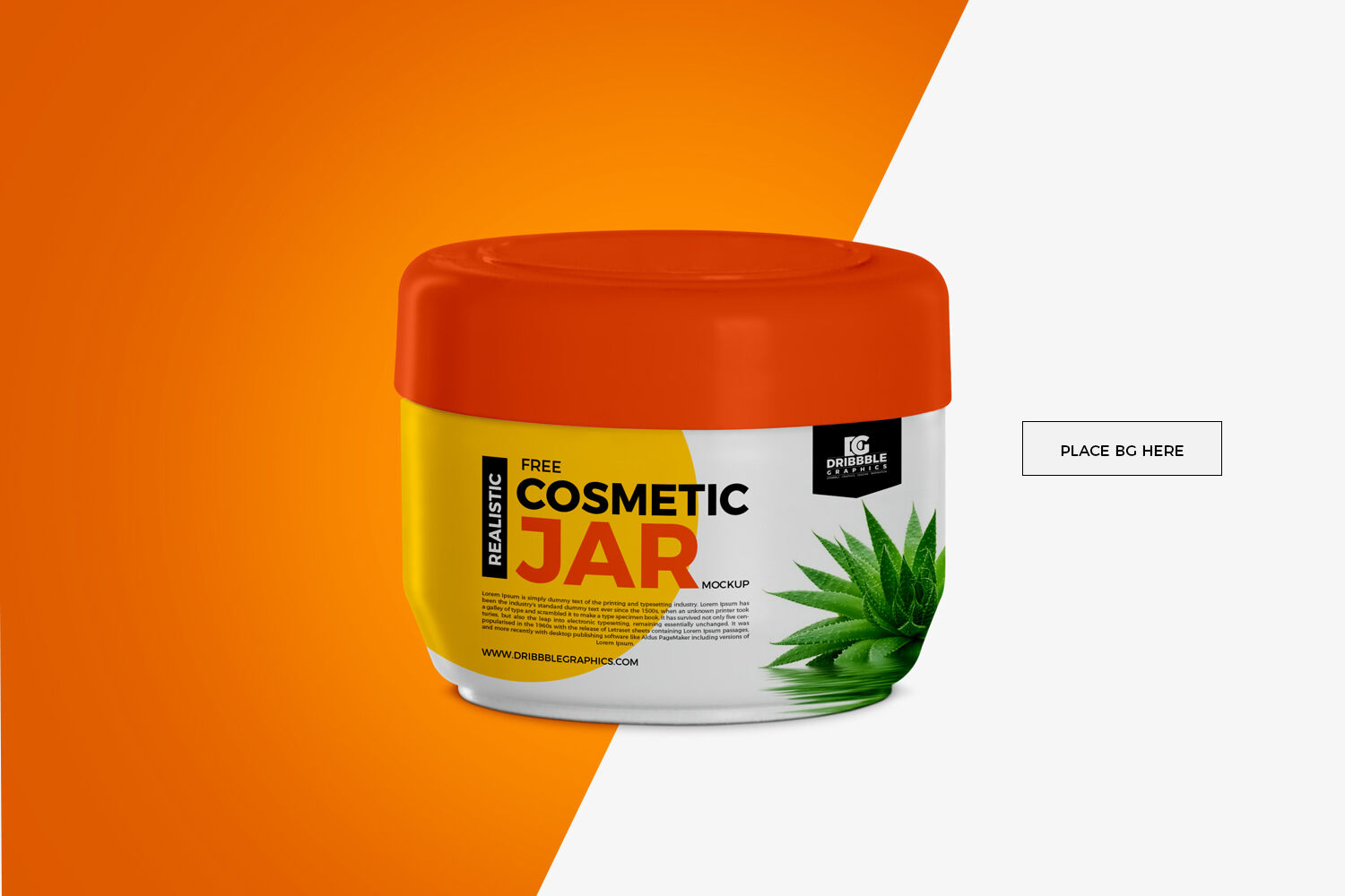 Front View of Round Cosmetic Jar Packaging Mockup FREE PSD