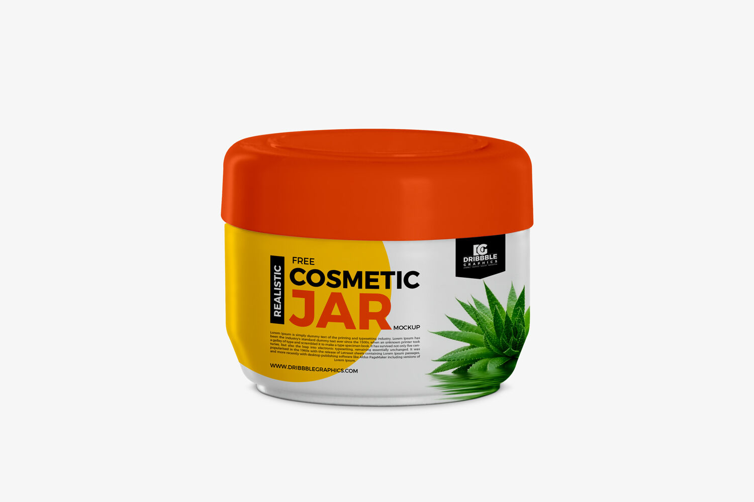 Front View of Round Cosmetic Jar Packaging Mockup FREE PSD
