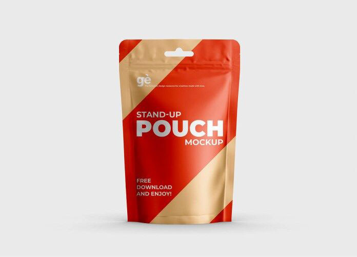 Front View of Stand Up Pouch Packaging Mockup FREE PSD