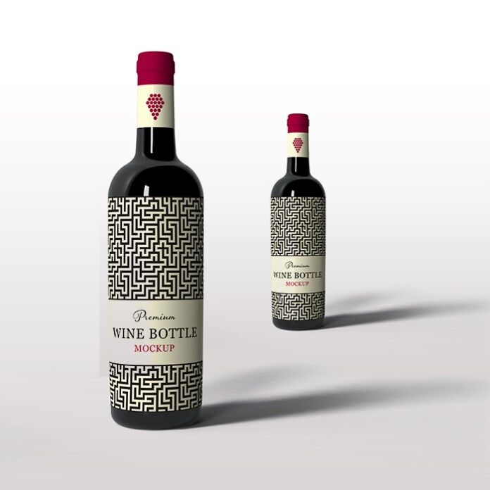 Front View of Standing Wine Bottle Mockup FREE PSD