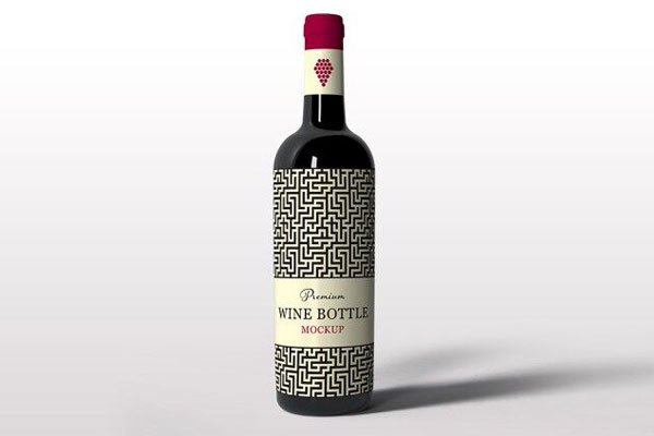 Front View of Standing Wine Bottle Mockup FREE PSD