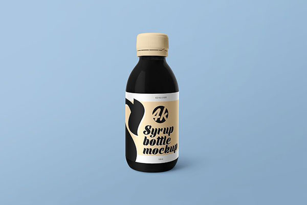 Front View of Syrup Medical Bottle Mockup FREE PSD