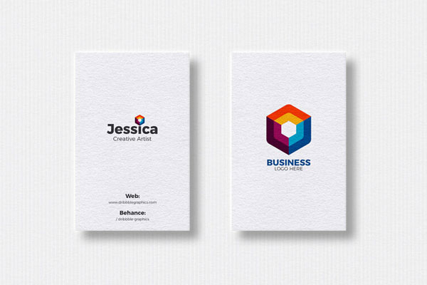 Front View of Two Vertical Business Cards Mockup FREE PSD