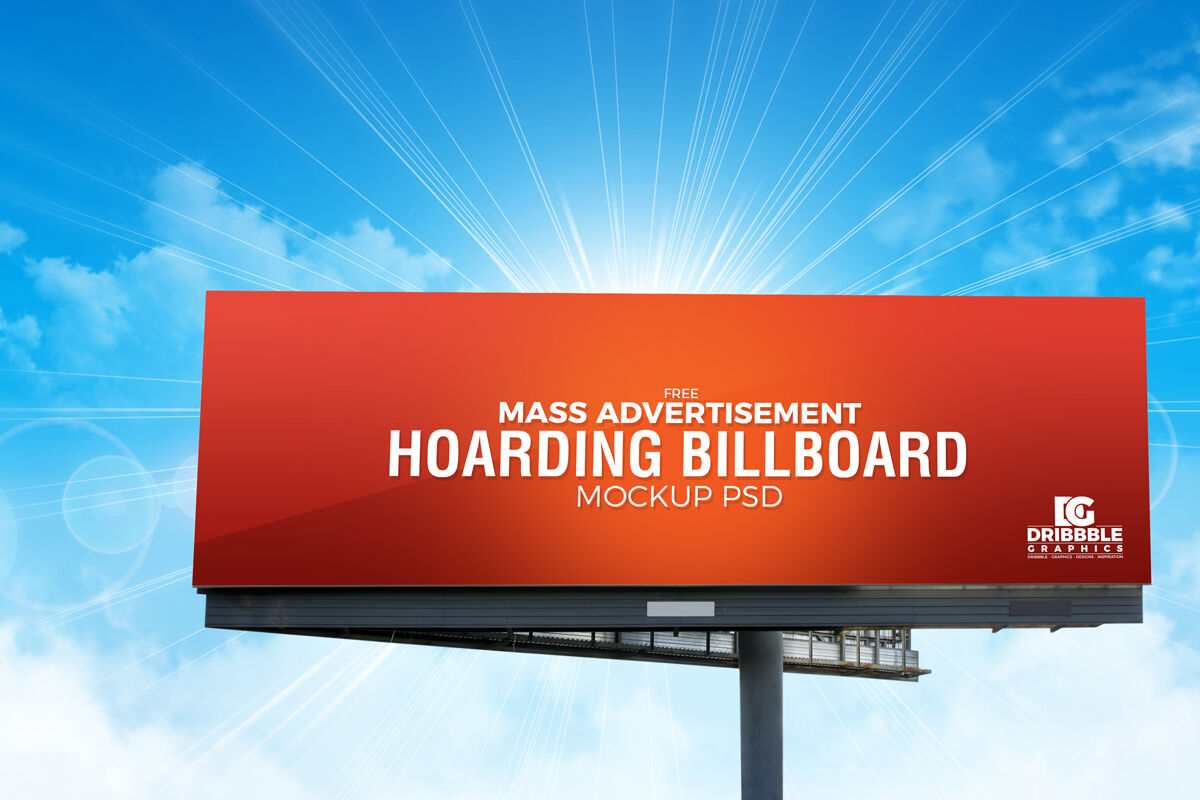 Front View Outdoor Billboard Mockup FREE PSD