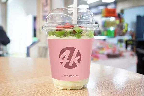 Fruit Cup Mockup on Table with Straw FREE PSD