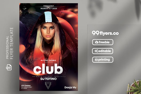 Futuristic Club Events Flyer Template FREE PSD