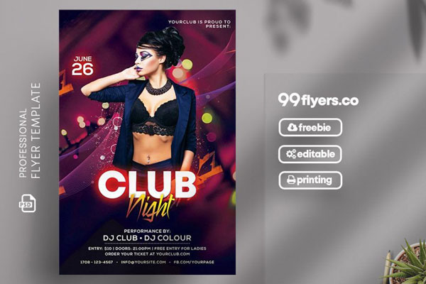 Futuristic Fanciful Night Club Flyer Template FREE PSD