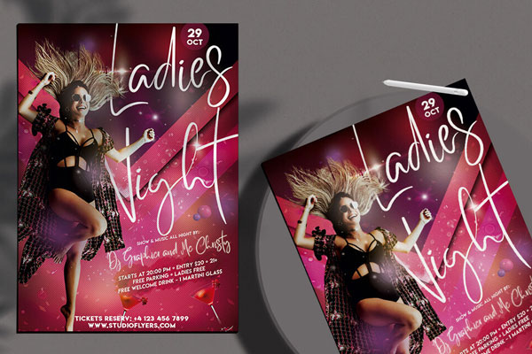 Futuristic Festive Ladies Dance Night Flyer Template FREE PSD