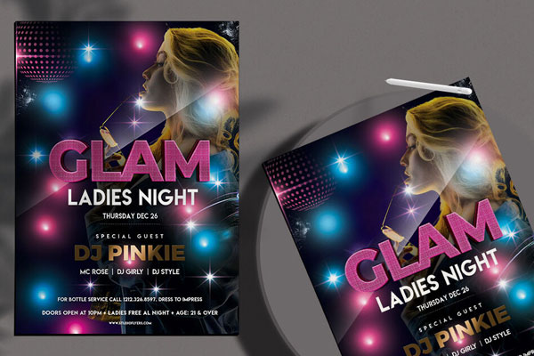 Glitter DJ Artist and Nightclub Flyer Template FREE PSD