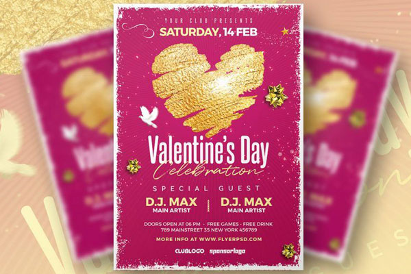 Glitter Valentine's Day Flyer Template FREE PSD