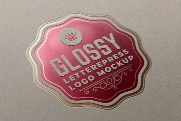Glossy Foil Letterpress Logo Mockup FREE PSD