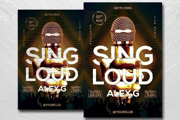 Golden Music Event Flyer Template FREE PSD