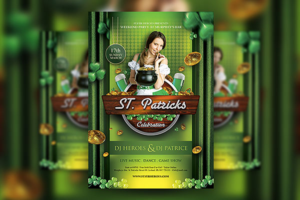 Green Party for Saint Patrick's Day Flyer Template FREE PSD