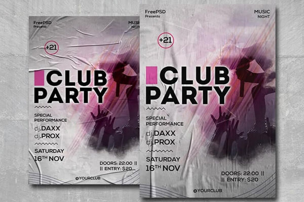 Grey Modern Club Party Flyer Template FREE PSD