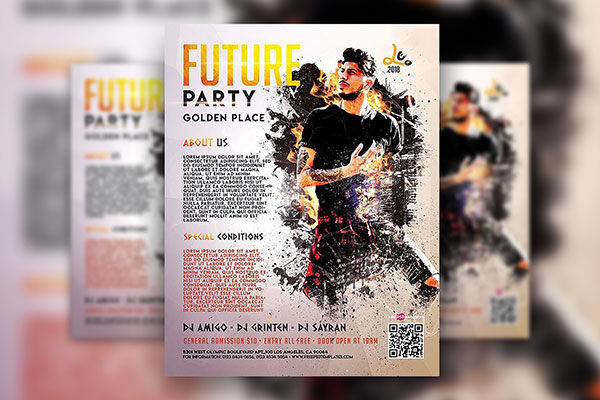 Grunge Party Flyer Template FREE PSD