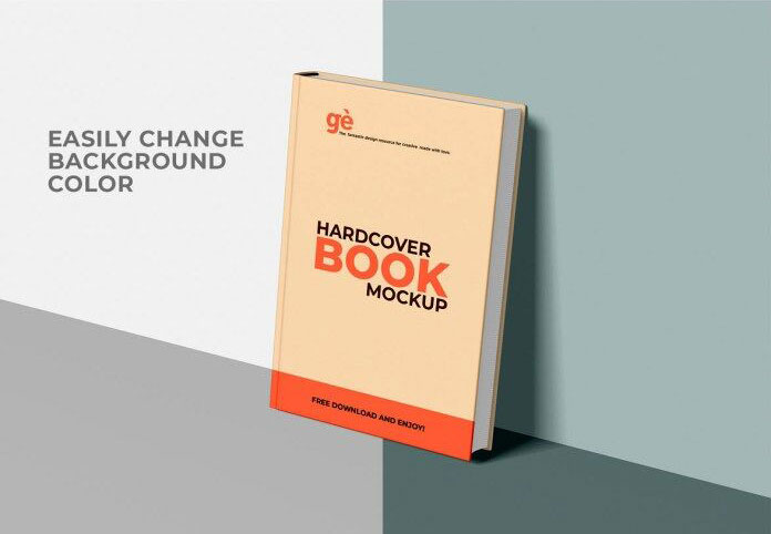 Hardcover Book Against the Wall Mockup FREE PSD
