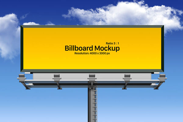 Horizontal Outdoor Advertising Billboard Mockup on Metal Standing FREE PSD