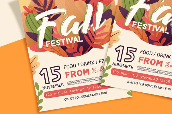 Illustrated Fall Festival Facebook Cover and Flyer Templates FREE PSD