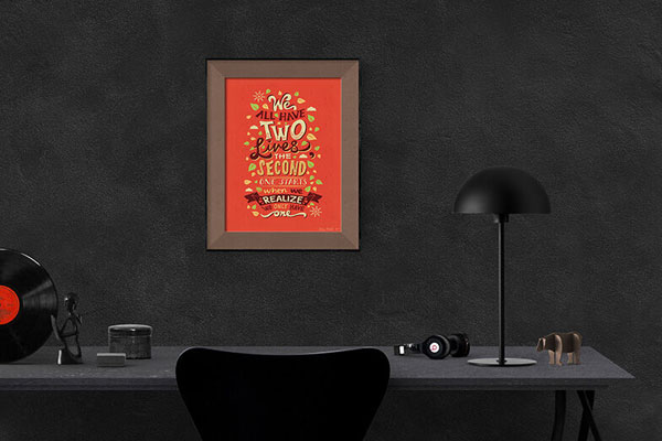 Interior Framed Photo Frame Poster Mockup FREE PSD