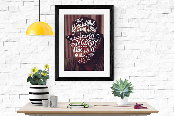 Interior Portrait Photo Frame Mockup FREE PSD