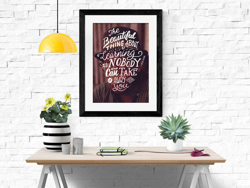 Interior Portrait Photo Frame Mockup FREE PSD