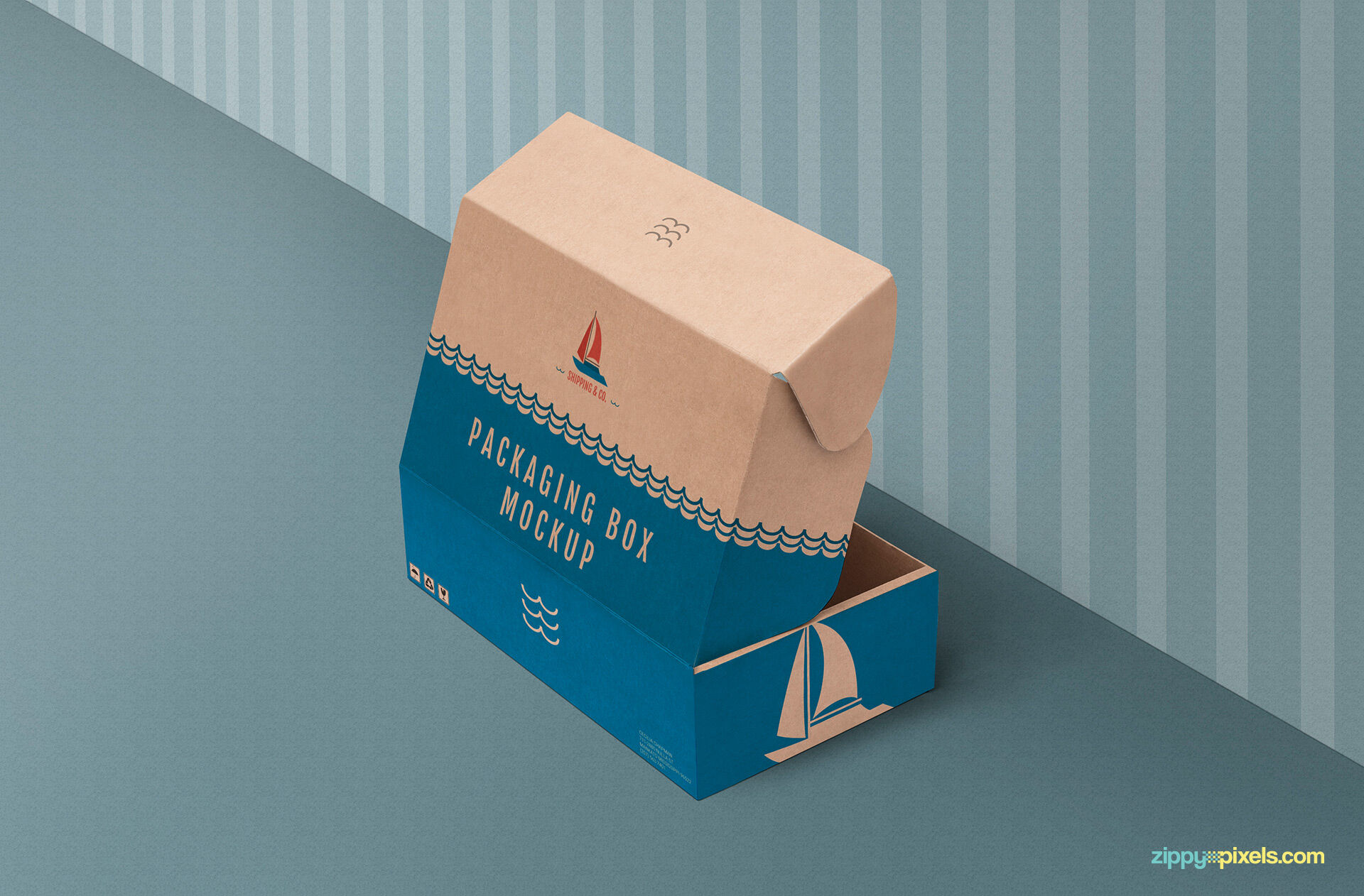 Kraft, Cardboard Packaging Box Mockup in Perspective FREE PSD
