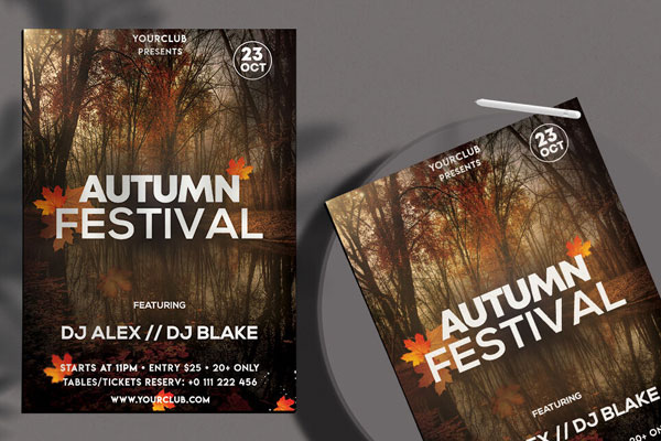 Leafy Autumn Festival Flyer Template FREE PSD