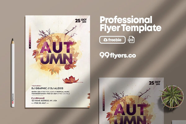 Leafy Autumn Festival Flyer Template FREE PSD