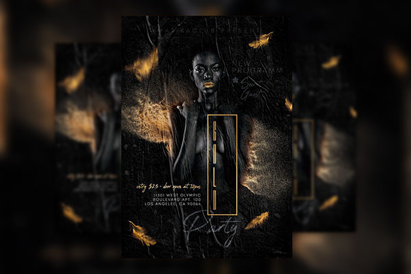 Luxurious and Golden Party Flyer Template Plus a Facebook Cover FREE PSD