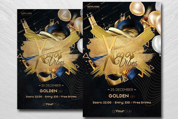 Luxurious Black and Golden Christmas Vibes Flyer Template FREE PSD