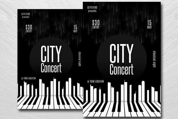 Minimal Black and White Concert Flyer Template FREE PSD