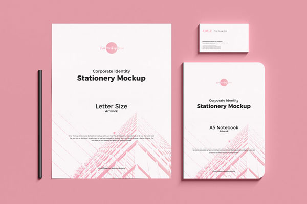 Overhead View of Simple Square Shape Notebook Mockup (FREE