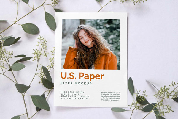 Minimal US Paper Letter Size Paper Flyer Mockup FREE PSD