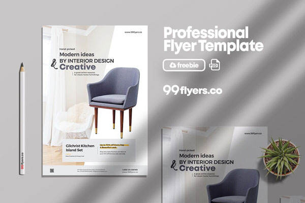 Minimalist Modern Furniture Flyer Template FREE PSD