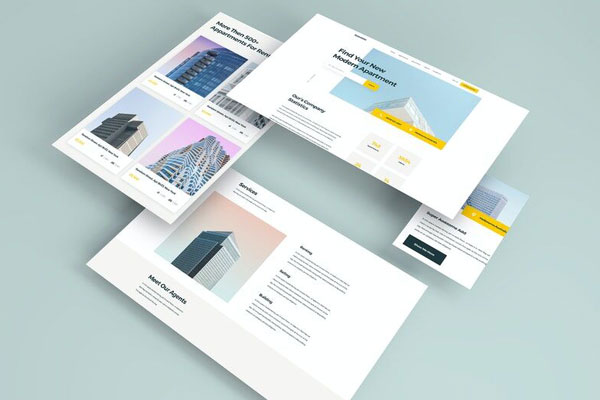 Mockup Featuring Isometric Web Pages in Perspective View FREE PSD