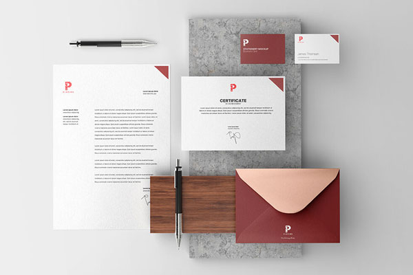 Mockup Featuring Overhead View of Stationery Items FREE PSD
