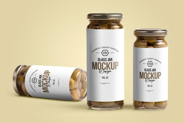 Mockup Featuring Three Glass Jar in Different Angles FREE PSD