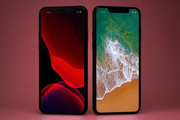 Mockup Featuring Two Standing iPhone 11 Angled to the Sides FREE PSD