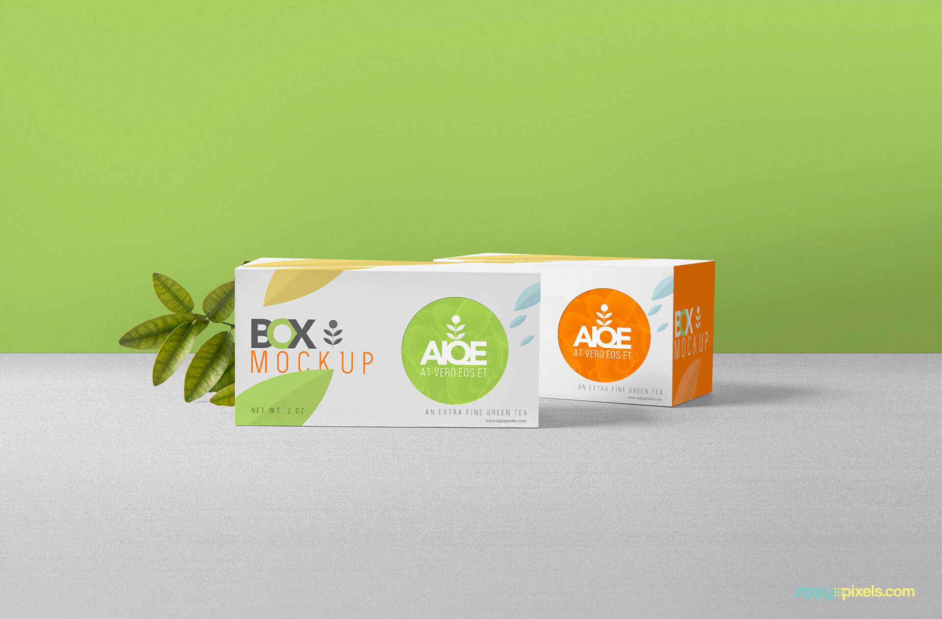 Mockup of 2 Front View Tea Packaging Boxes FREE PSD