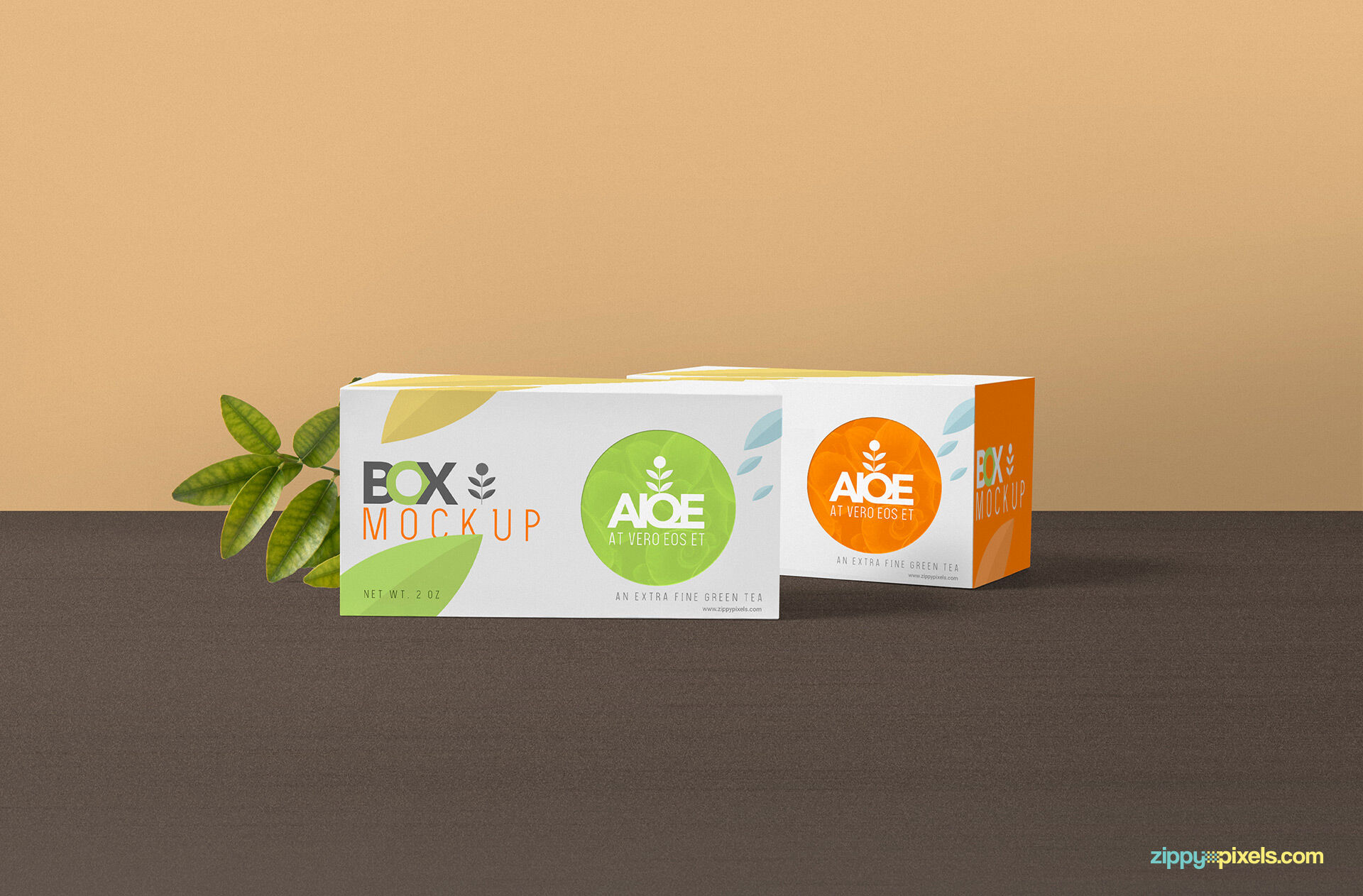 Mockup of 2 Front View Tea Packaging Boxes FREE PSD