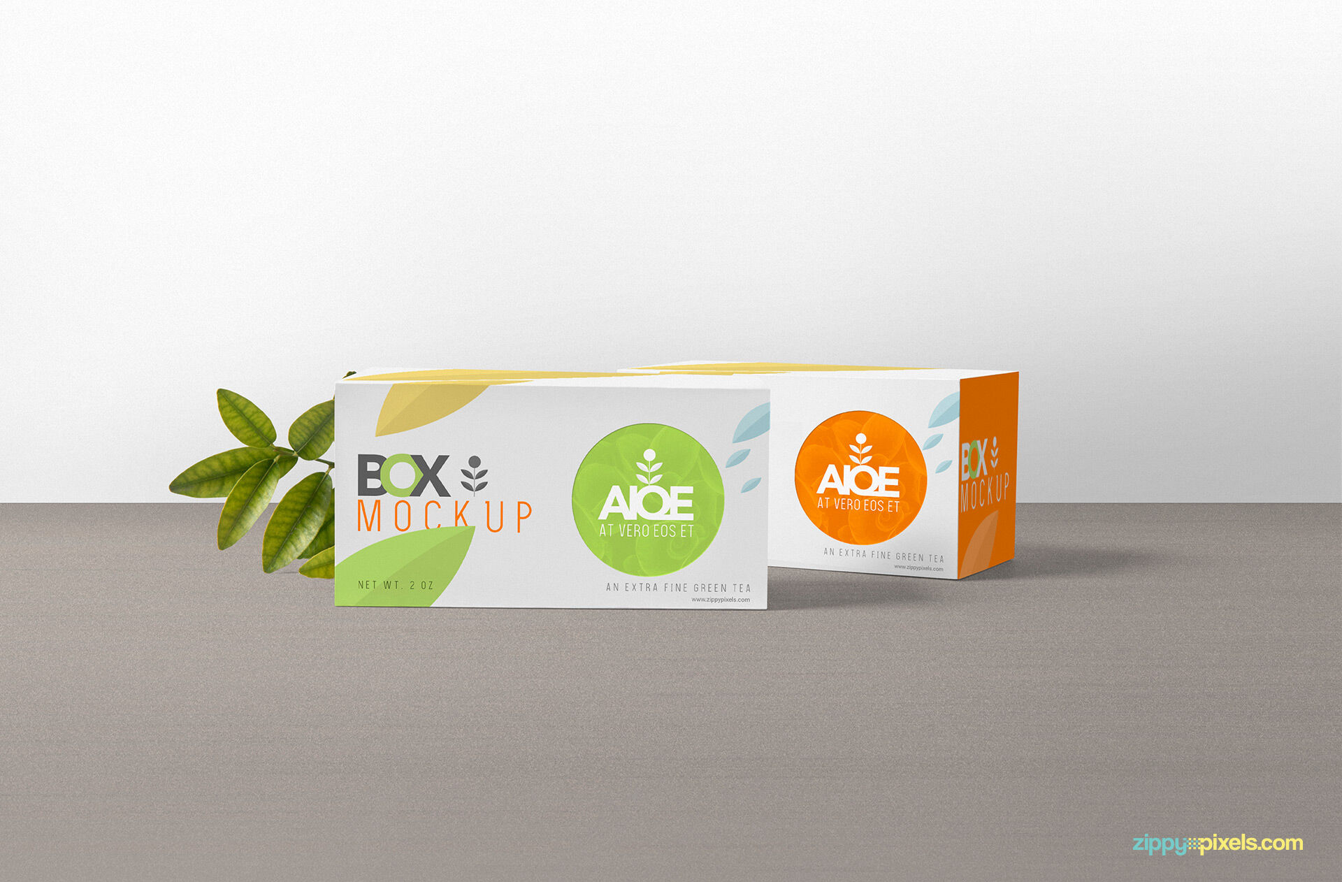 Mockup of 2 Front View Tea Packaging Boxes FREE PSD