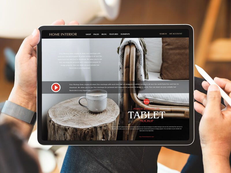 Mockup of a Person Using Tablet Free Download | Resource Boy