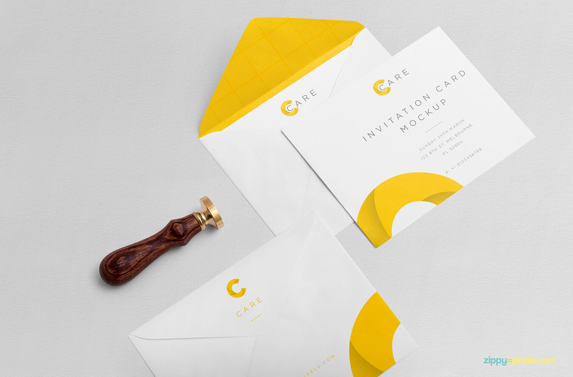 Mockup of Invitation Card Plus Two Open and Closed Envelopes FREE