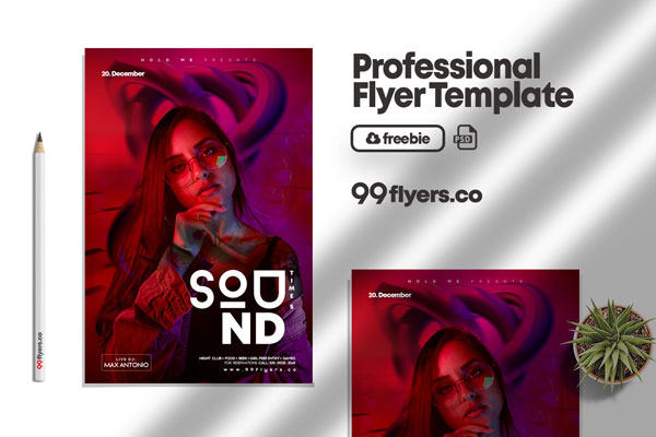 Modern Beats and Bass Party Flyer Template FREE PSD